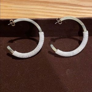 J. Crew Alison Lou Acrylic White Beaded Earrings